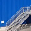 fire exit stair of large factory building. galvanise metal stair step. Space Saving Prefabricated Spiral Steel Staircase _ Custom Design for Indoor_Outdoor Use _ Easy Installation